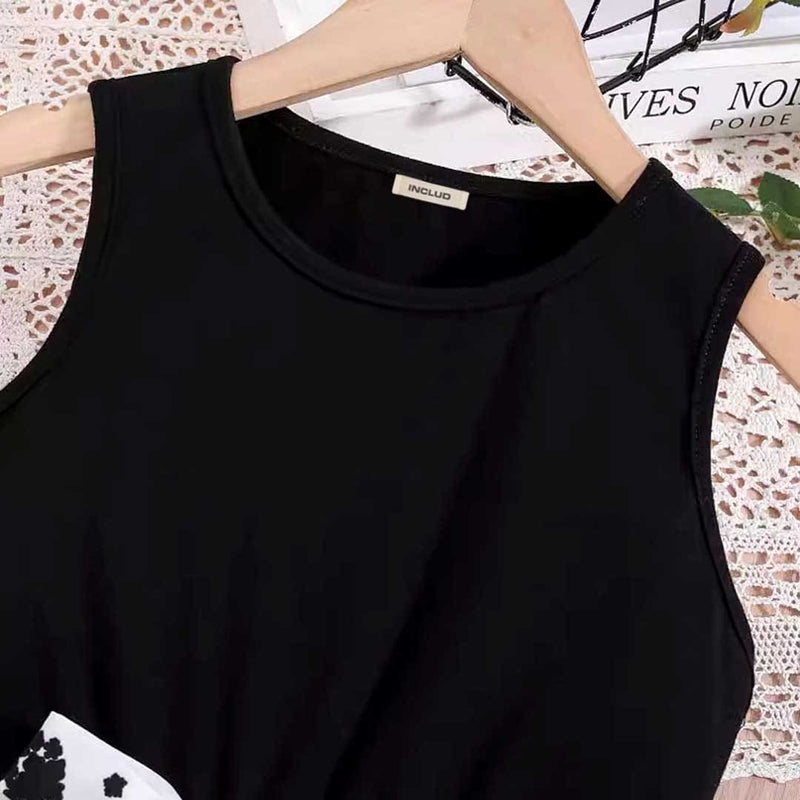 Girls Sleeveless Floral Print Fit & Flare Dress Casual Dresses   