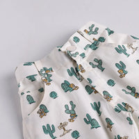 Boys Green Cactus Printed Shirt With T-Shirt And Shorts Sets 3 pc. Sets