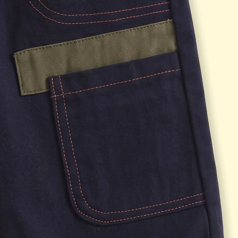 Boys Navy Blue Embroidered Jogger Pants