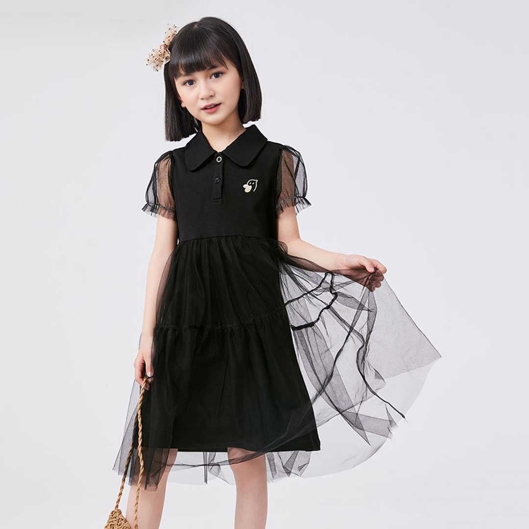 Girls Empire Line Tulle Overlay Casual Dress Casual Dresses   