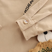 Boys Beige Typographic Printed Shirt With Bag and Pants Set Sets