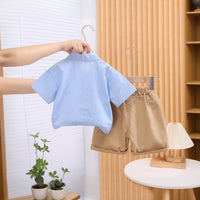 Boys Light Blue Cat Appliqued Short Sleeves Shirt With Shorts Set 2 pc. Sets