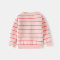 Girls Light Pink Cardigan With Self-design Stripe Patterns Sweaters & Cardigans