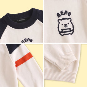 Boys Cream Bear Typographic Knitted Sweater Sweaters & Cardigans