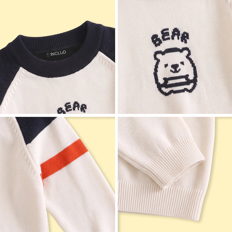 Boys Cream Bear Typographic Knitted Sweater Sweaters & Cardigans