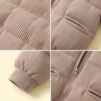 Boys Beige Textured Hooded Zip-up Jacket Coats & Jackets
