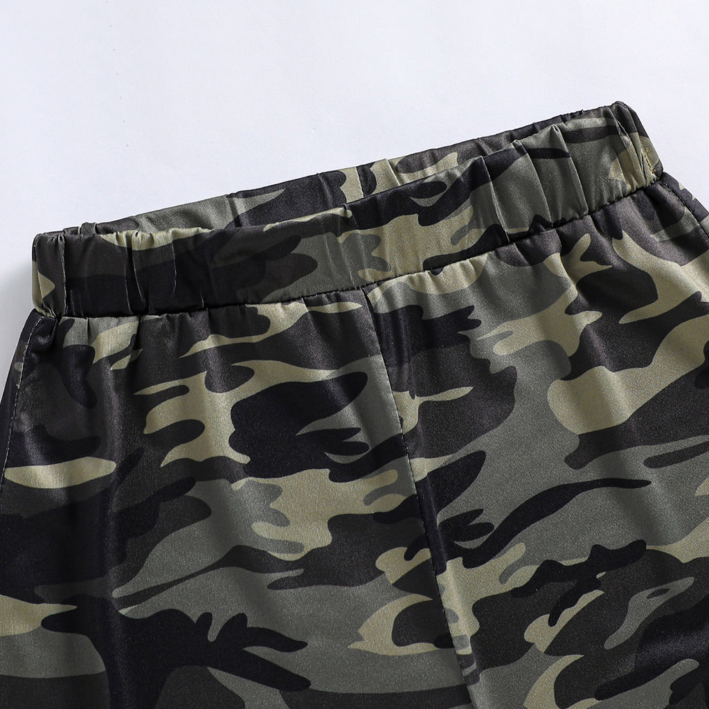 Boys Black Short Sleeve Camouflage Printed T-Shirt With Shorts Set 2 pc. Sets
