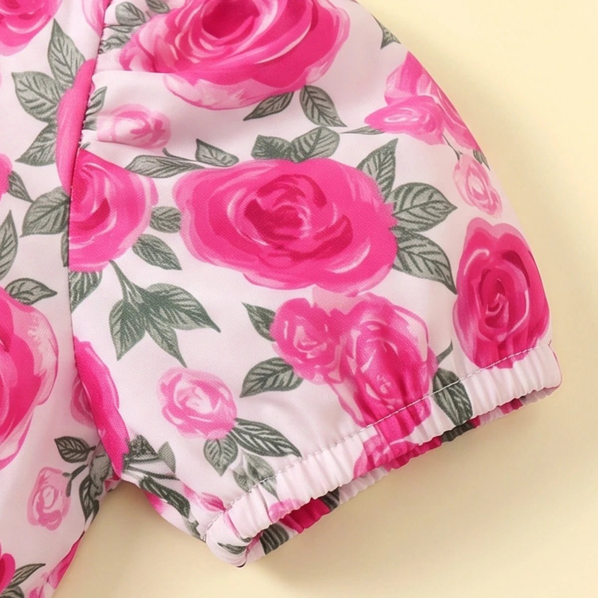 Girls Pink Floral Print Puff Sleeve Fit & Flare Dress Casual Dresses