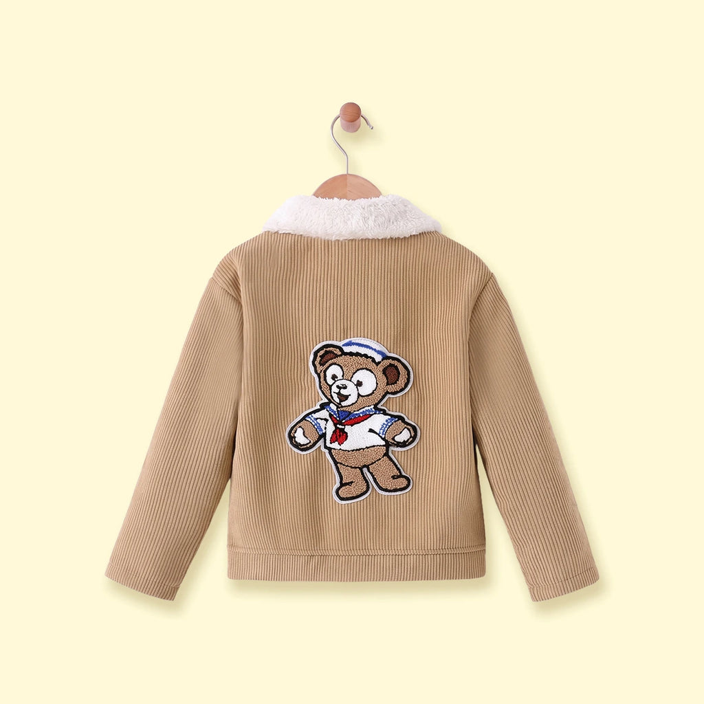Girls Light Brown Textured Long Sleeve Jacket Coats & Jackets