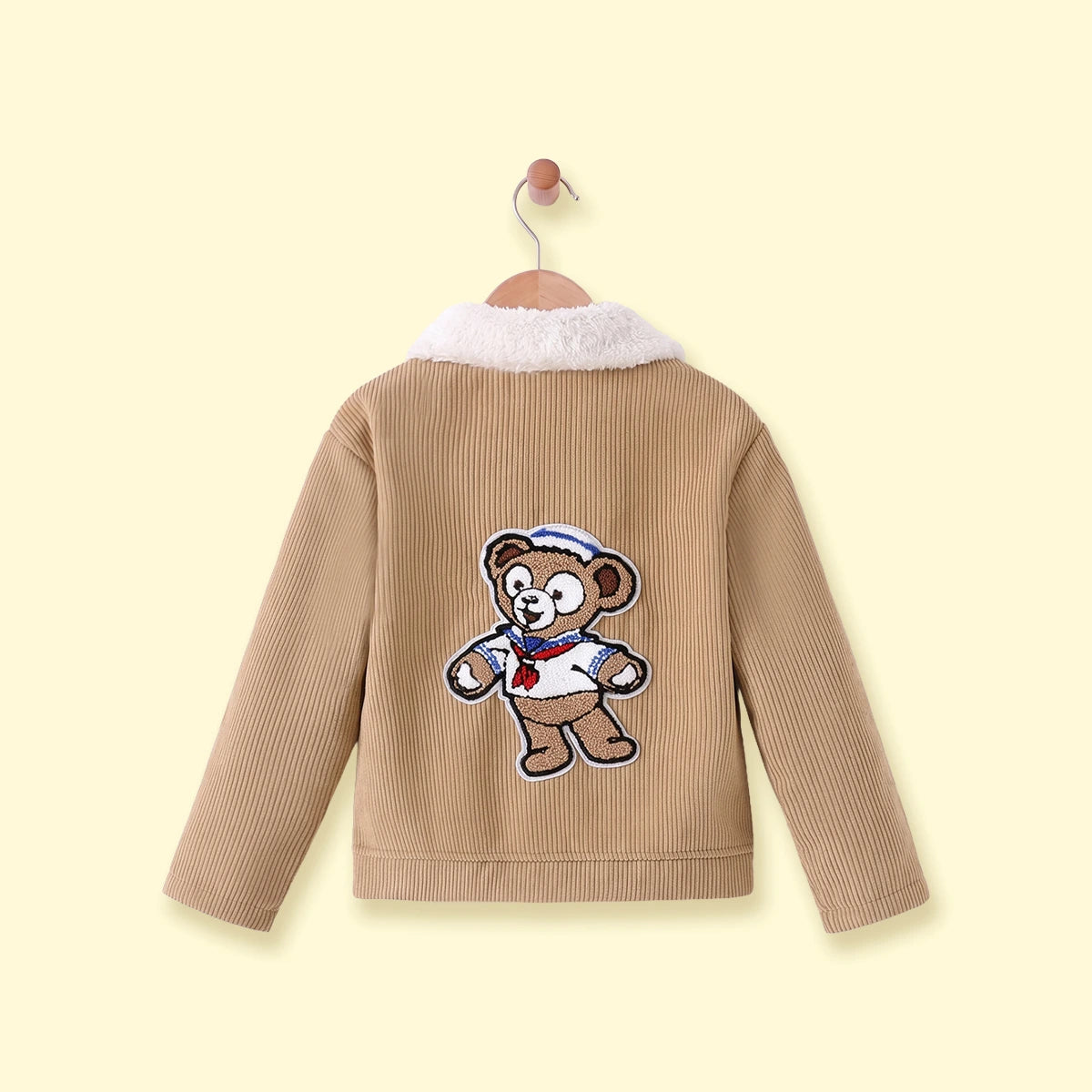 Girls Light Brown Textured Long Sleeve Jacket Coats & Jackets