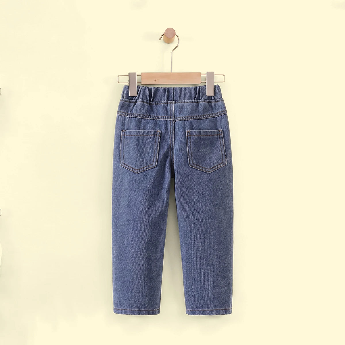Girls Blue Heart Embroidered Denim Pants Pants
