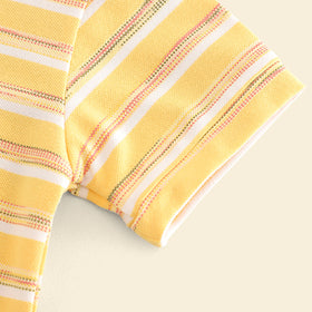 Boys Yellow Striped Triangular Patch Pocket T-Shirt With Brown Shorts Set 2 pc. Sets