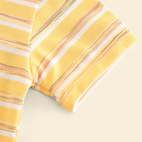 Boys Yellow Striped Triangular Patch Pocket T-Shirt With Brown Shorts Set 2 pc. Sets