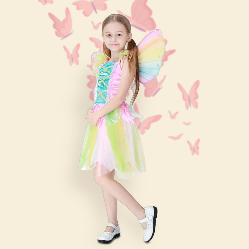 Girls Multicolor Butterfly Dress