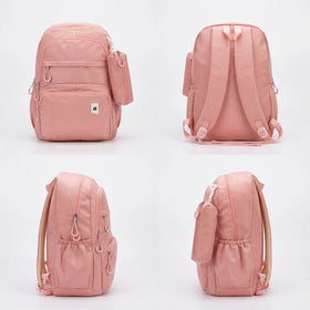 Girls Pink Multi-Compartment School Backpack with Side Pouch Trending Accessories