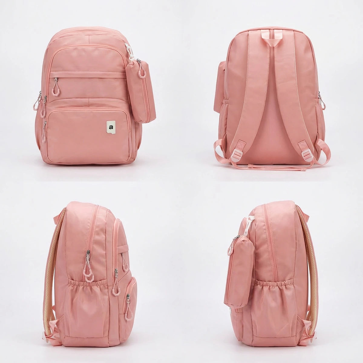 Girls Pink Multi-Compartment School Backpack with Side Pouch Trending Accessories