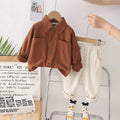 Boys Brown Long Sleeve Oversized Shirt With Pants Sets Sets Brown 1-2 Y