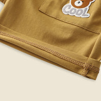 Boys Khaki Teddy Patch Polo T-shirt With Shorts Set Sets