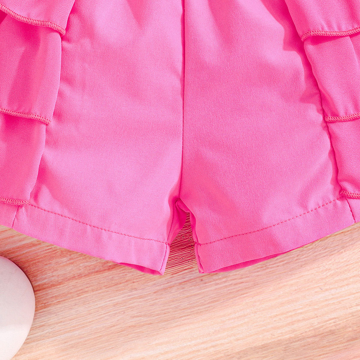Girls Fuchsia Waistcoat with Spaghetti Top & Tiered Ruffle Shorts Set 3 pc. Sets