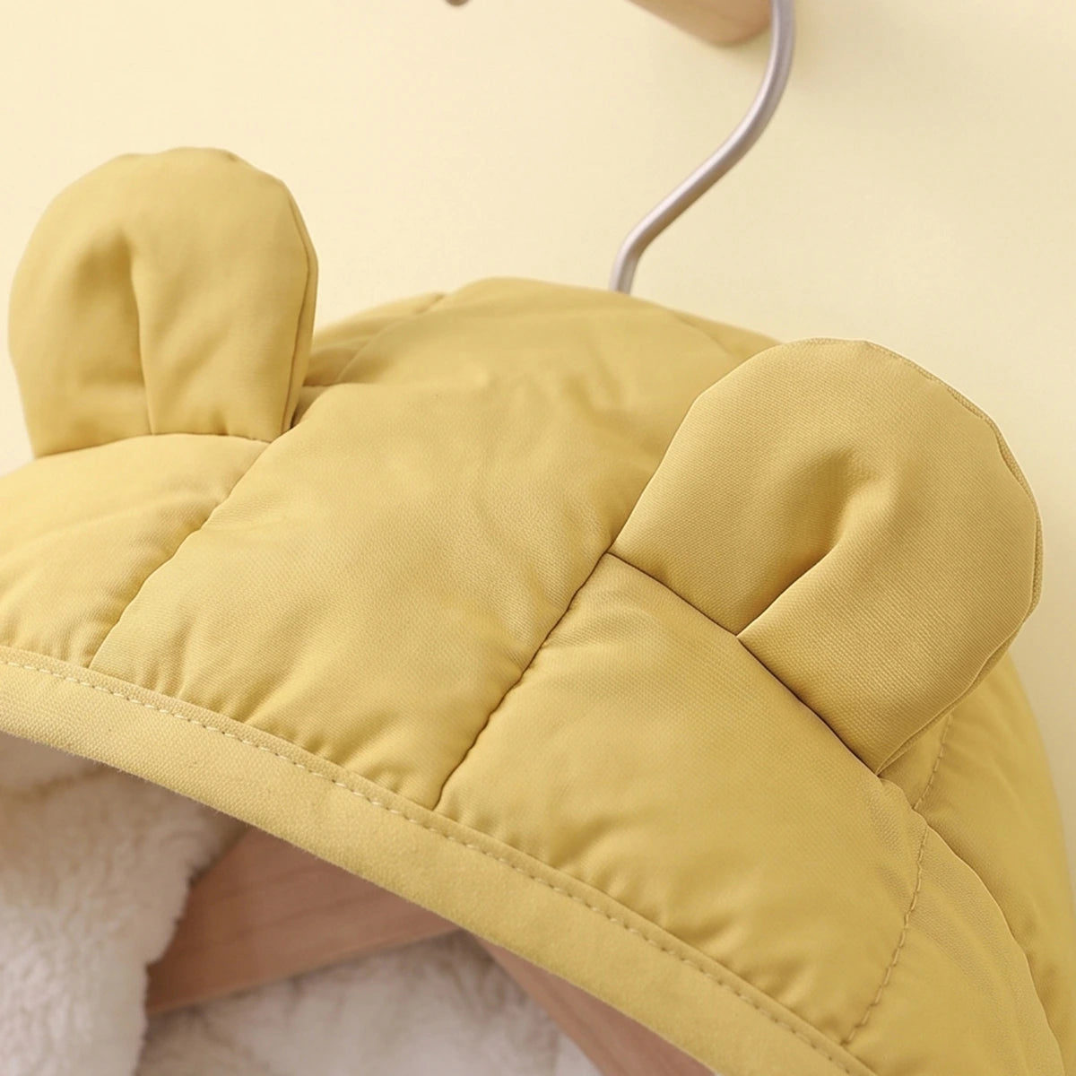 Boys Yellow Bear Ear On Hood Quilted Zip-up Jacket Coats & Jackets