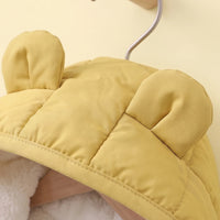 Boys Yellow Bear Ear On Hood Quilted Zip-up Jacket Coats & Jackets