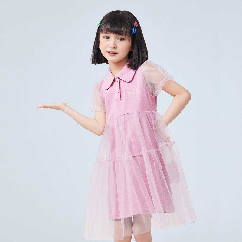 Girls Empire Line Tulle Overlay Casual Dress Casual Dresses   