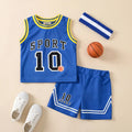 Boys Blue Alphanumeric Printed Sleeveless T-Shirt With Shorts Set Sets Blue 2-3 Y
