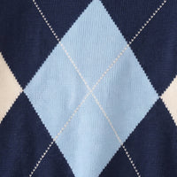 Boys Navy Blue Diamond Jacquard Long Sleeve Sweater Sweaters & Cardigans