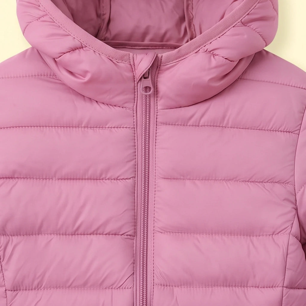 Girls Mauve Hooded Quilted Puffer Jacket Coats & Jackets