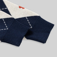 Boys Navy Blue Self-Design Triangle Patterns Knitted Sweater Sweaters & Cardigans