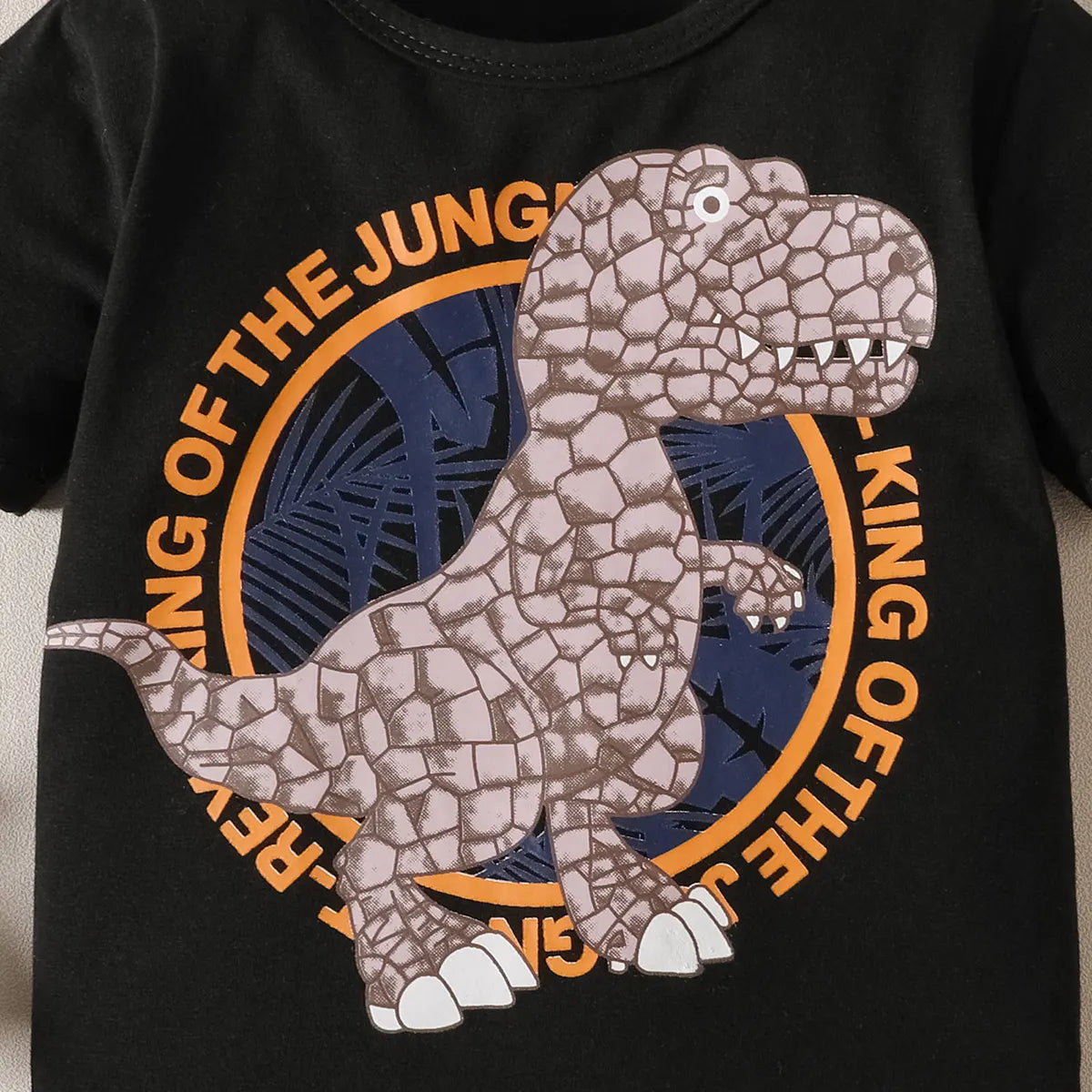 Boys Black Typographic Print Short Sleeve T-Shirt With Shorts Sets 2 pc. Sets