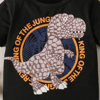 Boys Black Typographic Print Short Sleeve T-Shirt With Shorts Sets 2 pc. Sets