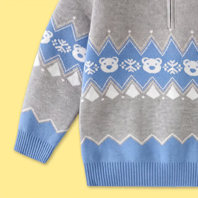 Boys Grey Long Sleeve Jacquard Sweater Sweaters & Cardigans