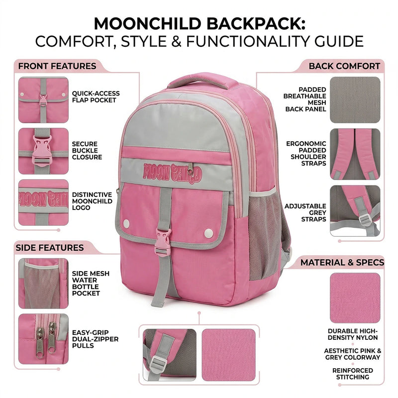 Girls Pink Multi-Compartment School Backpack Trending Accessories