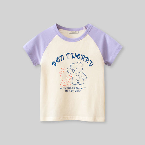 Girls Printed Short Sleeves T-Shirt Tshirts   