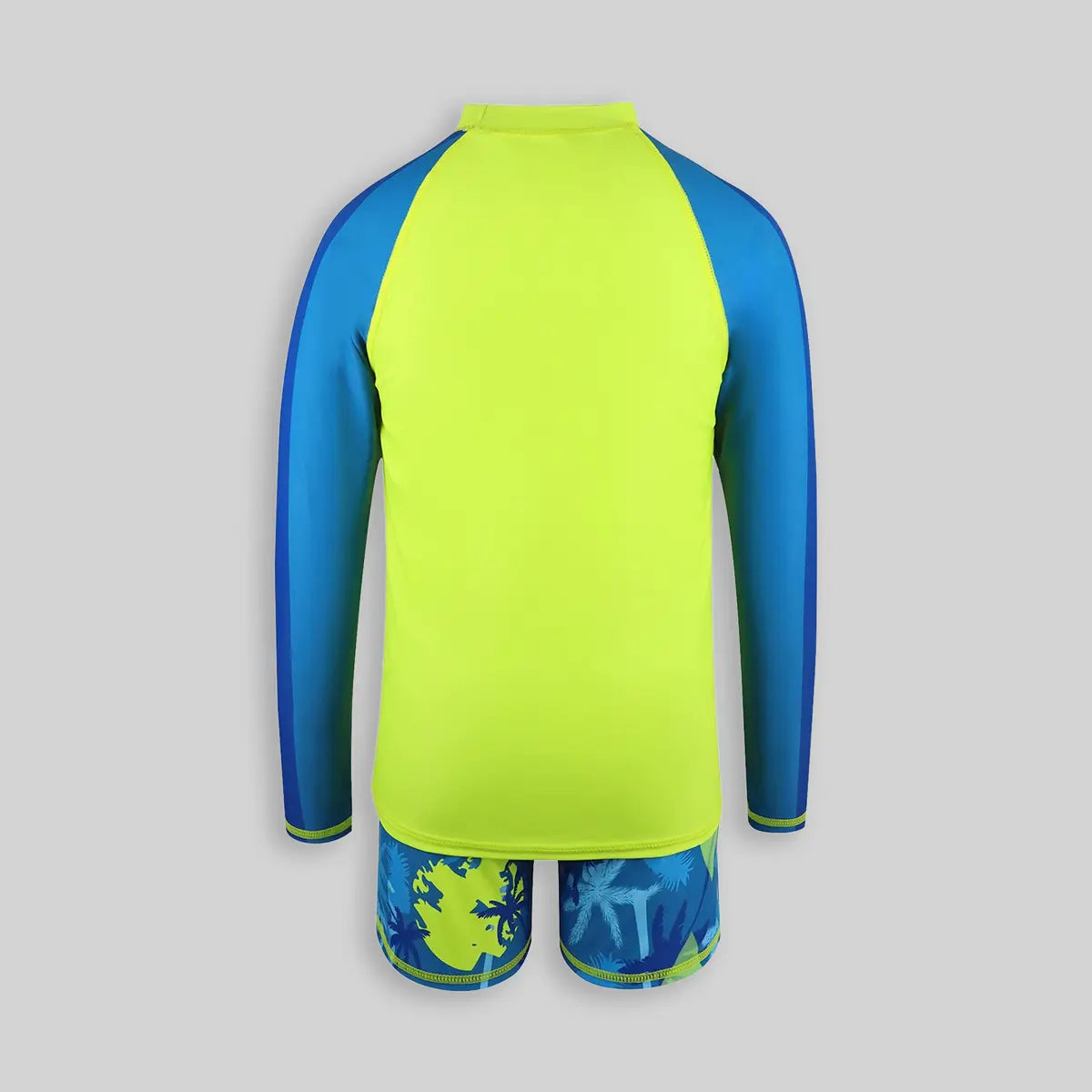Boys Neon Tropical Printed Long Sleeves T-Shirt & Shorts Swimsuit Sets Sets