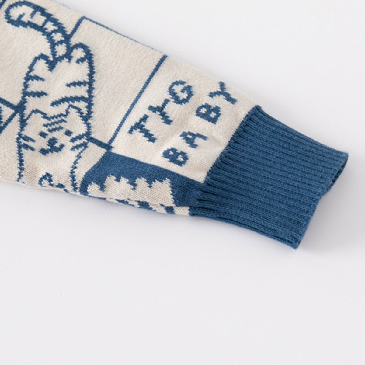 Boys Blue Cardigan With Self Design Cat Ptterns Sweaters & Cardigans