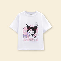 Girls Printed T-Shirt With Checkered Print Skirt Sets