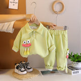 Girls Green Solid Polo Neck Sweatshirt With Joggers Co-ord Set