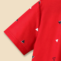 Boys Red Triangle Printed Short Sleeve Polo T-Shirt Tshirts