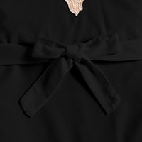 Girls Black Short Sleeves V-Neck A-Line Dress Casual Dresses