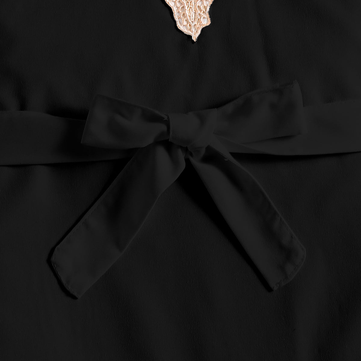 Girls Black Short Sleeves V-Neck A-Line Dress Casual Dresses