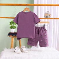 Boys Lavender Goofy Print T-Shirt With Shorts Sets Sets