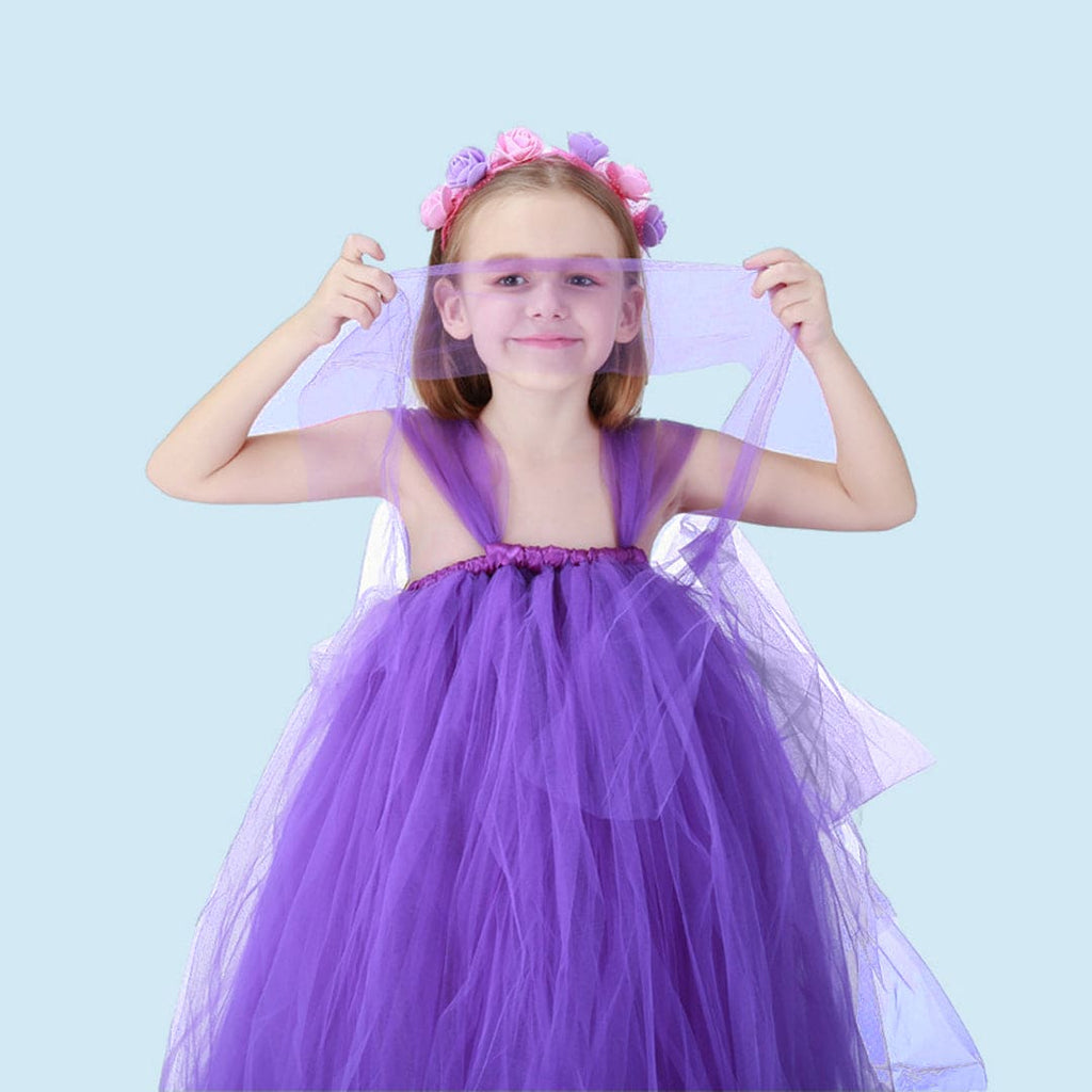 Girls Tutu Dress Party Dresses Purple 4-5 Y 
