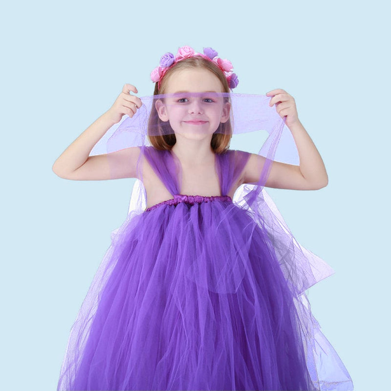 Girls Tutu Dress Party Dresses Purple 4-5 Y 