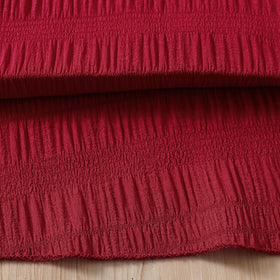 Girls Maroon Textured Puff Sleeve Fit & Flare Dress Casual Dresses