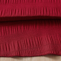 Girls Maroon Textured Puff Sleeve Fit & Flare Dress Casual Dresses