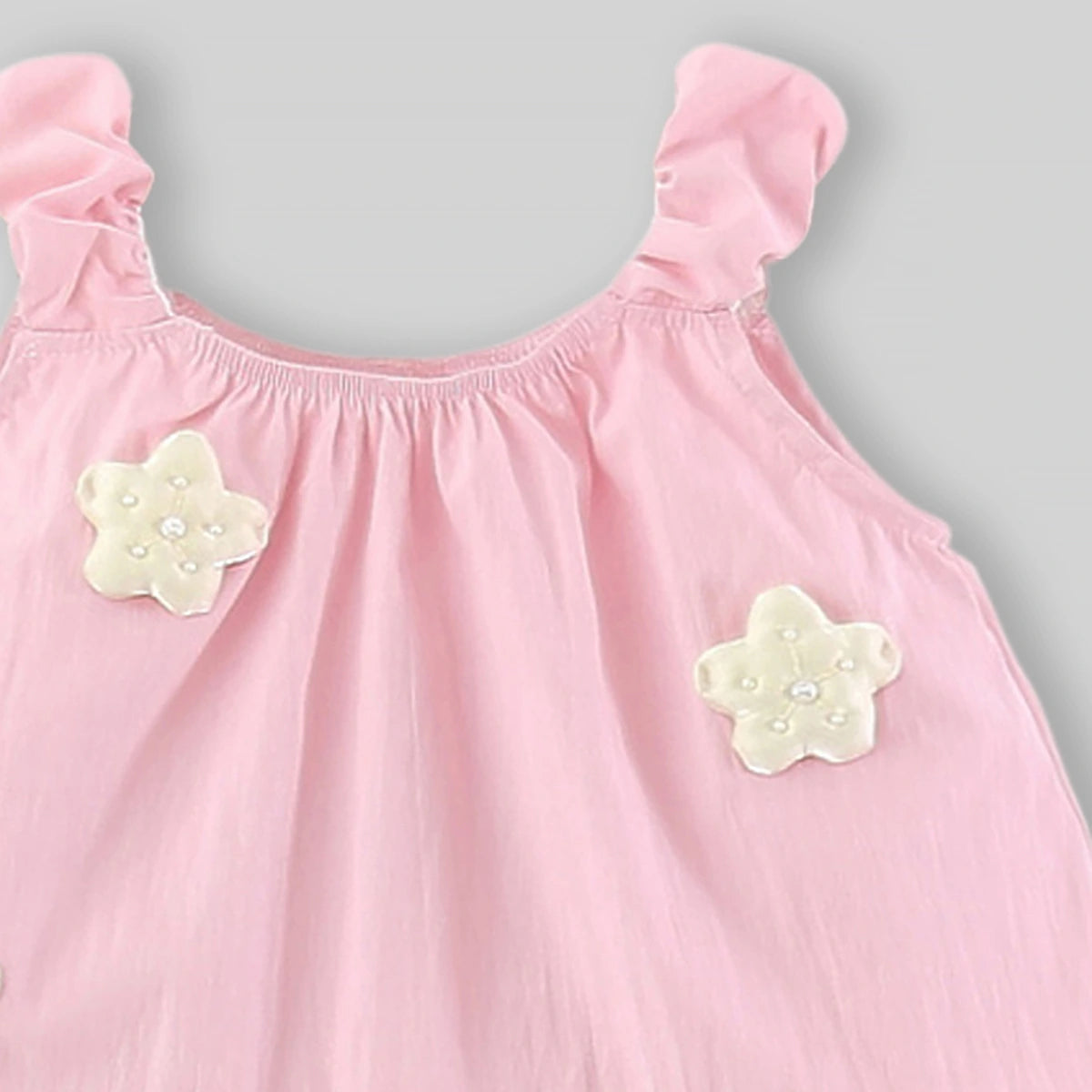 Girls Pink Floral Applique Top With Shorts Sets Sets