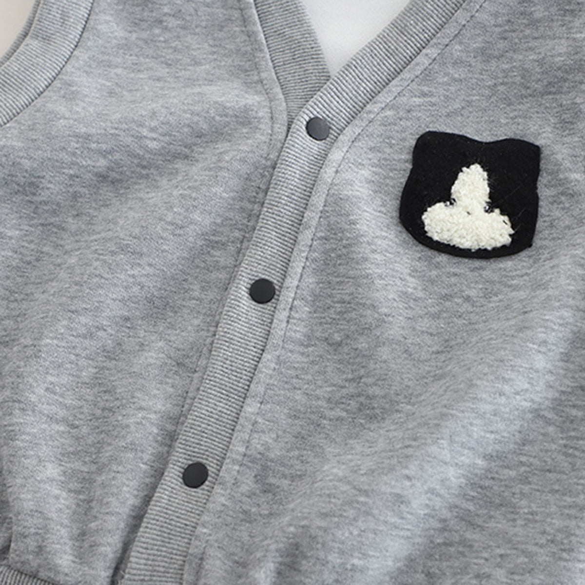 Boys Grey Cat Face Appliqued Sweatshirt With T-Shirt And Pants Set 3 pc. Sets