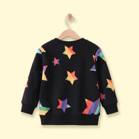 Boys Black Star Print Round Neck Sweatshirt Sweatshirts & Hoodies